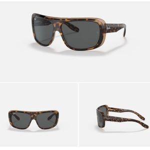 Ray-Ban RB2196 Blair Sunglasses Rectangular Wrap Vintage Style Havana Brown